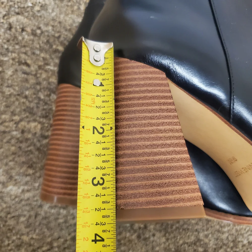 Nine West Women's Black Knee High Boots Size 9.5M Square Toe Block Heel
